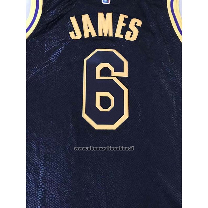 Maglia Los Angeles Lakers LeBron James #6 Citta 2021-22 Nero